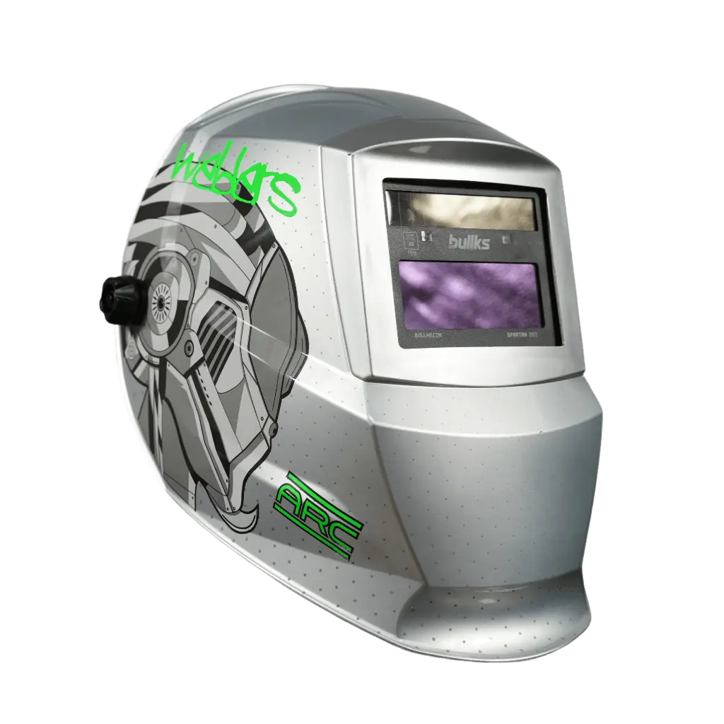 Careta de Soldar Automática SPARTAN 383 Silver Bot Visión Color HD DIN 9–13